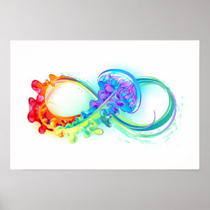Infinity with Rainbow Jellyfish Poster