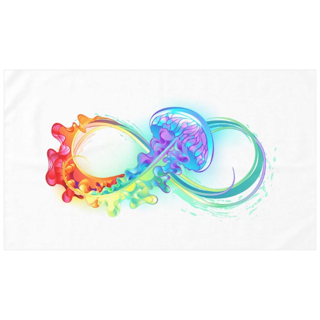 Infinity with Rainbow Jellyfish Tablecloth (Front (Horizontal))