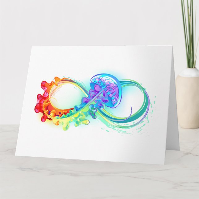 Infinity with Rainbow Jellyfish Thank You Card (Front)