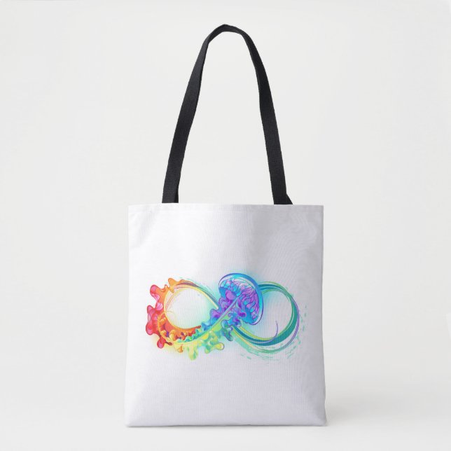 Infinity with Rainbow Jellyfish Tote Bag (Front)