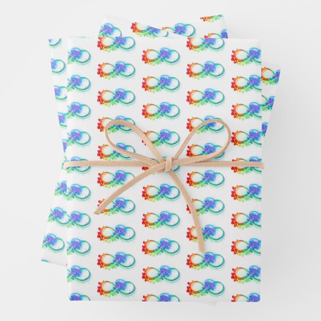 Infinity with Rainbow Jellyfish Wrapping Paper Sheet (In situ)