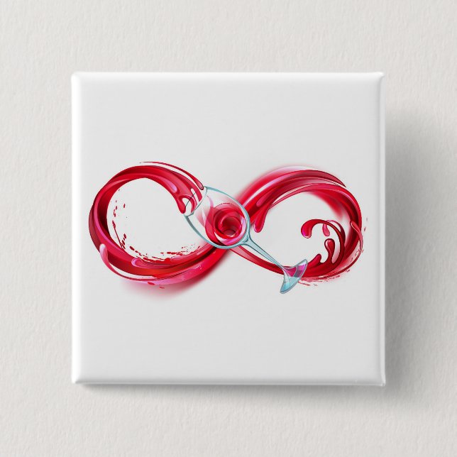 Infinity with Red Wine 2 Inch Square Button (Front)