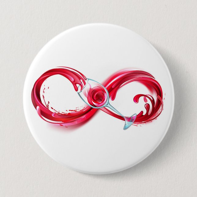 Infinity with Red Wine 3 Inch Round Button (Front)
