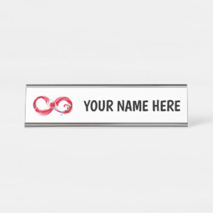 Infinity with Red Wine Desk Name Plate