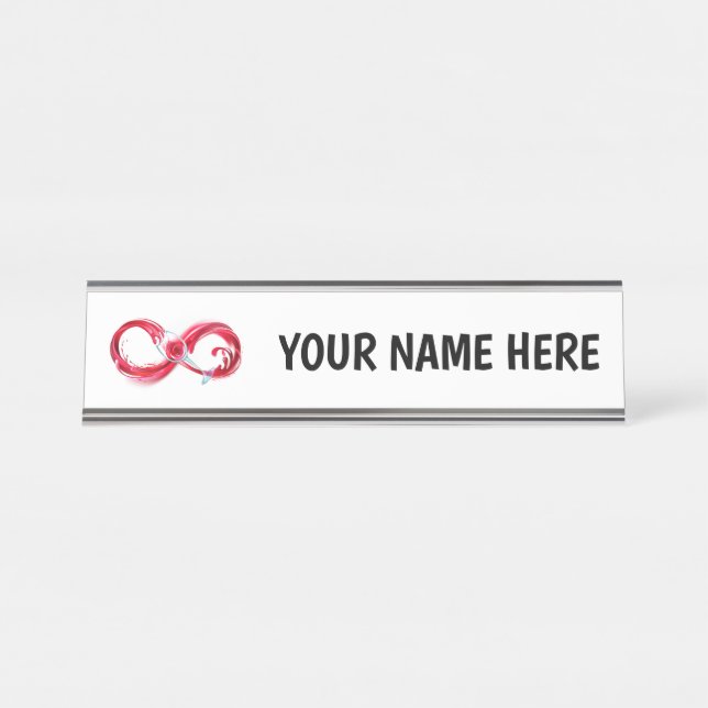 Infinity with Red Wine Desk Name Plate (Front)