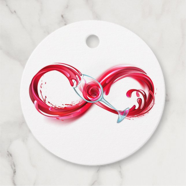 Infinity with Red Wine Favour Tags (Front)
