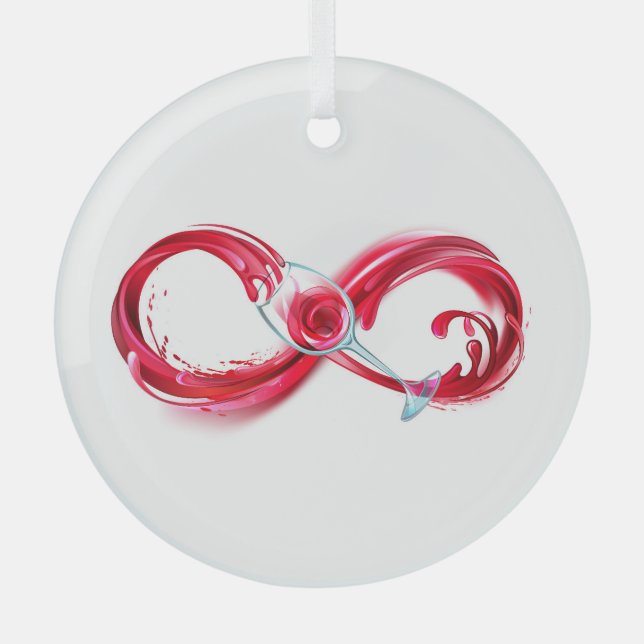 Infinity with Red Wine Glass Ornament (Front)