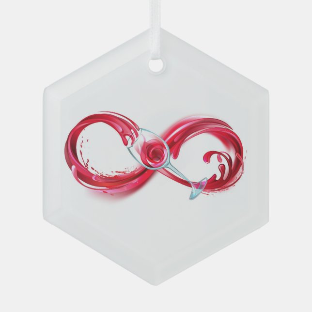 Infinity with Red Wine Glass Ornament (Front)
