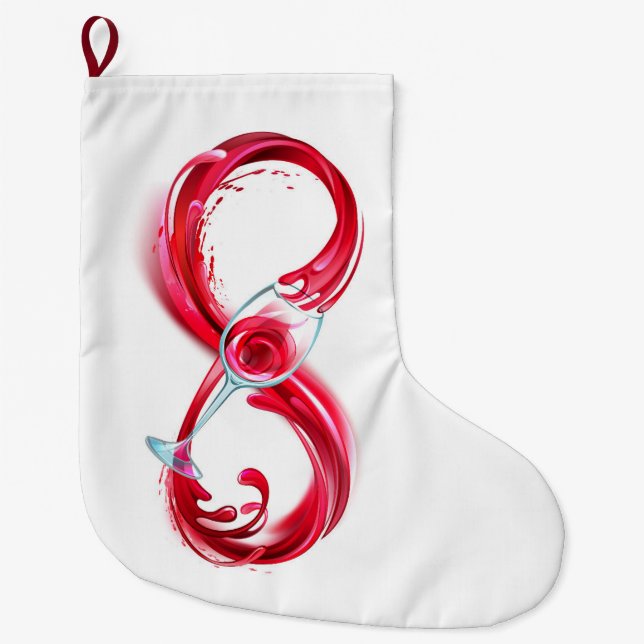 Infinity with Red Wine Large Christmas Stocking (Front)