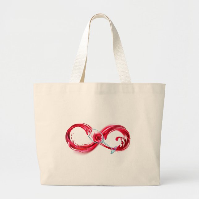 Infinity with Red Wine Large Tote Bag (Front)