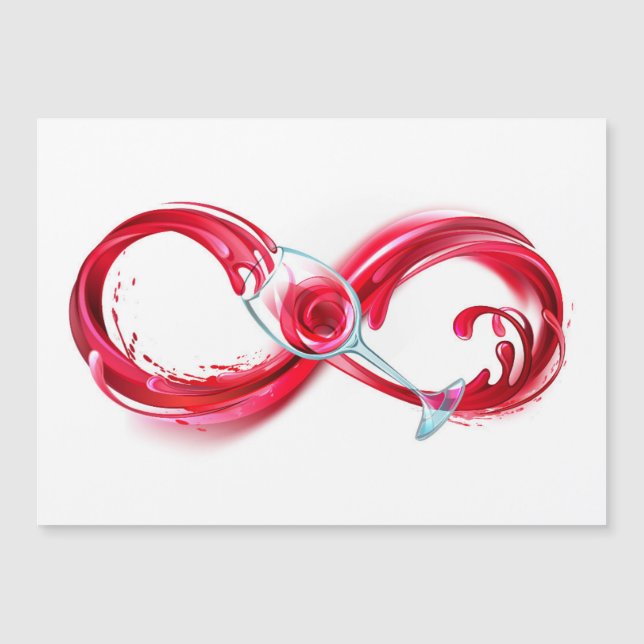 Infinity with Red Wine Magnetic Invitation (Front)