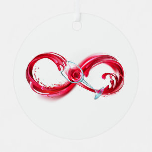 Infinity with Red Wine Metal Ornament