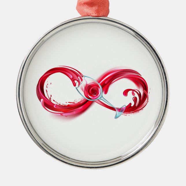 Infinity with Red Wine Metal Ornament (Front)