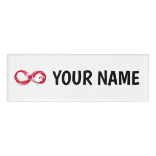 Infinity with Red Wine Name Tag