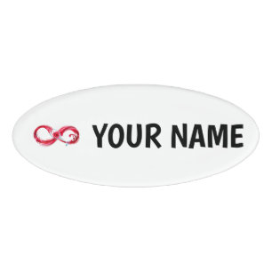 Infinity with Red Wine Name Tag
