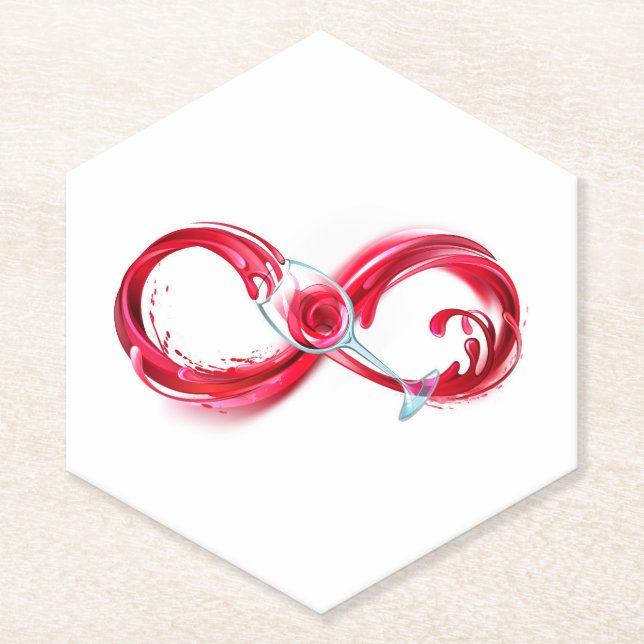 Infinity with Red Wine Paper Coaster (Front)