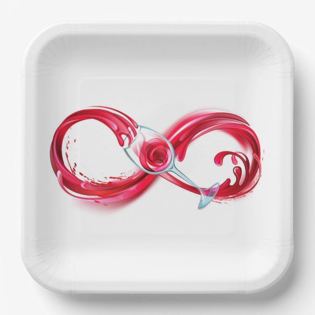 Infinity with Red Wine Paper Plate (Front)