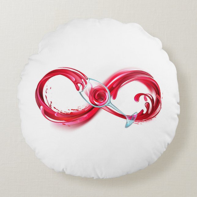 Infinity with Red Wine Round Pillow (Front)