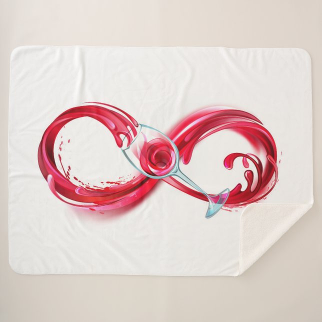 Infinity with Red Wine Sherpa Blanket (Front (Horizontal))