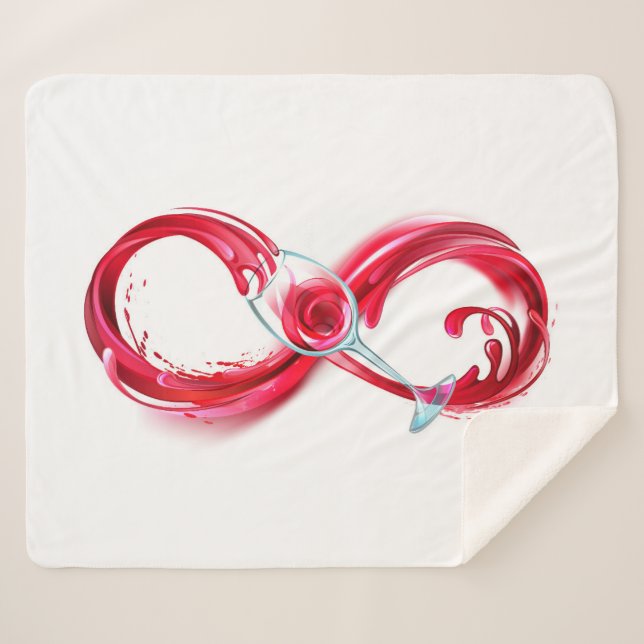 Infinity with Red Wine Sherpa Blanket (Front (Horizontal))