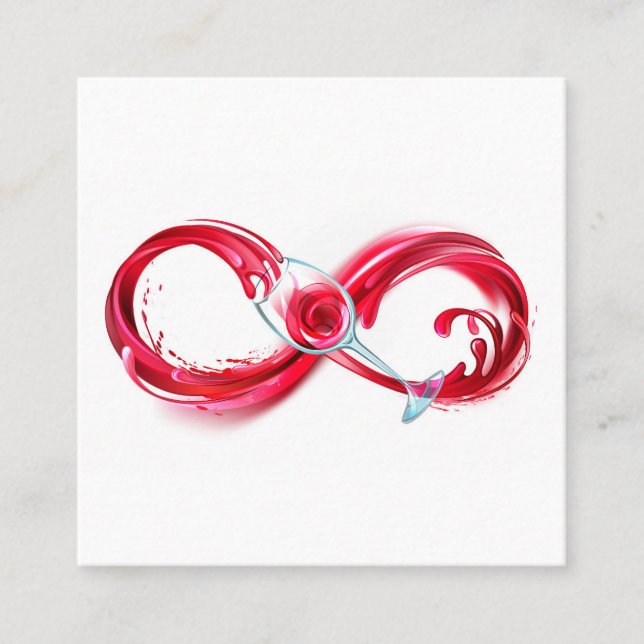 Infinity with Red Wine Square Business Card (Front)
