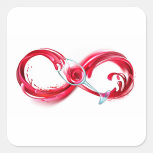 Infinity with Red Wine Square Sticker