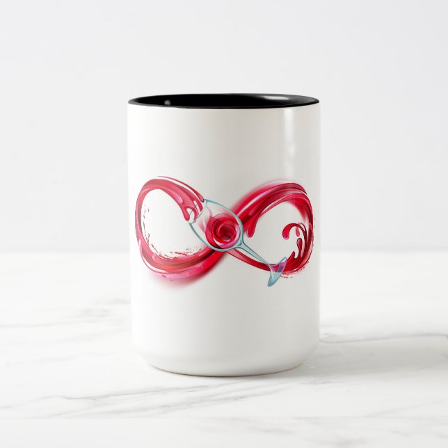 Infinity with Red Wine Two-Tone Coffee Mug (Center)