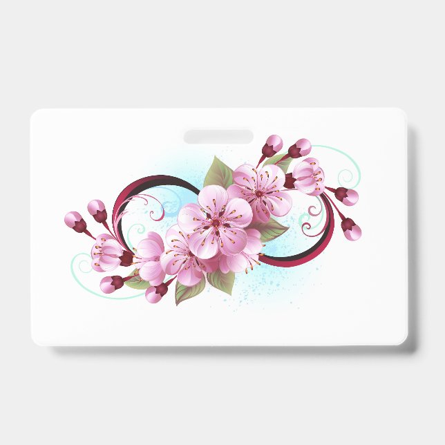 Infinity with Sakura Blossom Flowers Badge (Front)