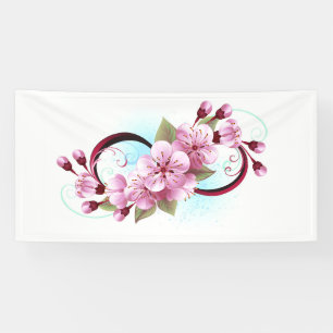 Infinity with Sakura Blossom Flowers Banner