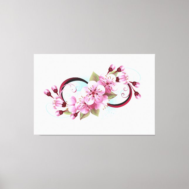 Infinity with Sakura Blossom Flowers Canvas Print (Front)