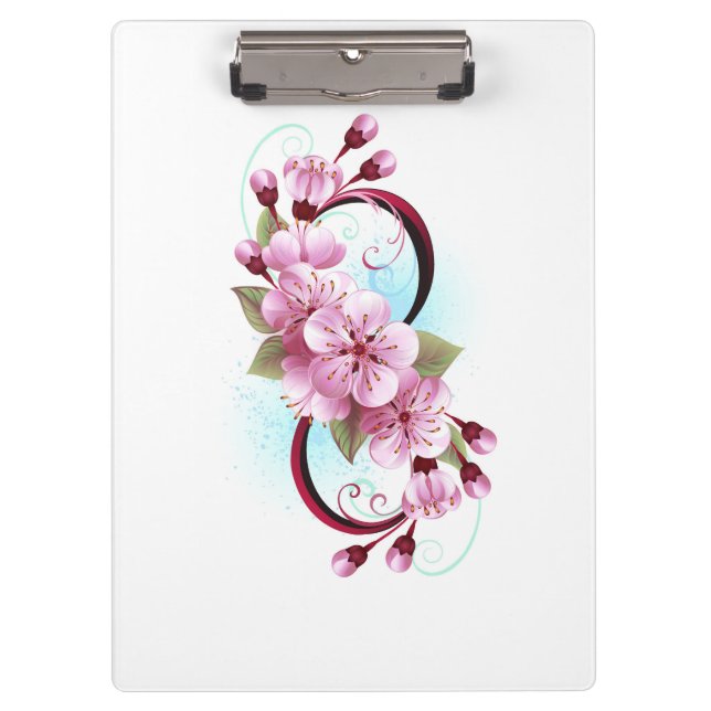 Infinity with Sakura Blossom Flowers Clipboard (Front)