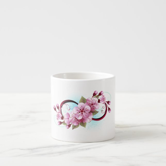Infinity with Sakura Blossom Flowers Espresso Cup (Front)