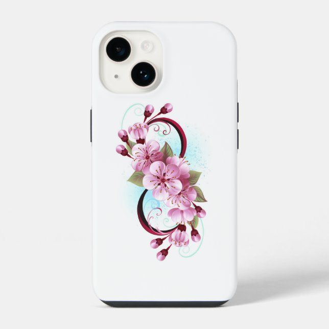 Infinity with Sakura Blossom Flowers iPhone Case (Back)