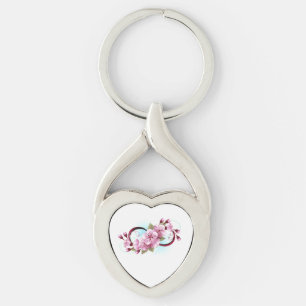 Infinity with Sakura Blossom Flowers Keychain