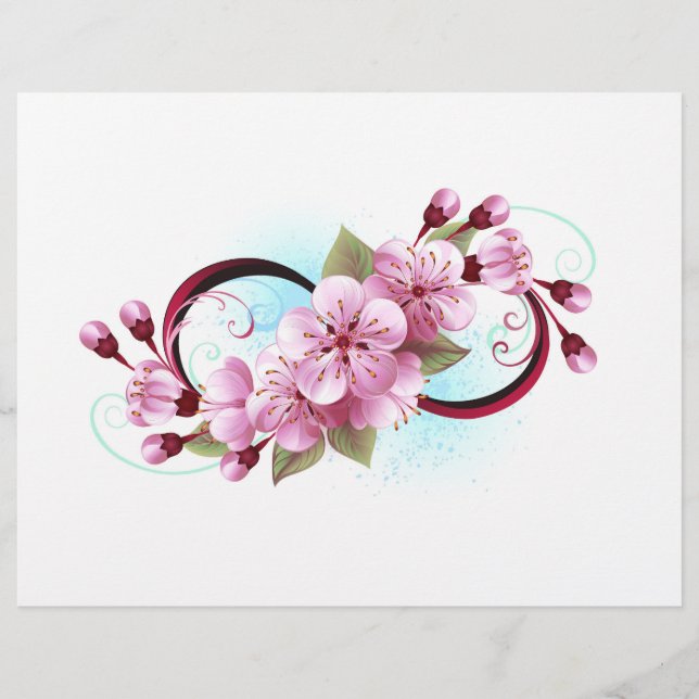 Infinity with Sakura Blossom Flowers Letterhead (Front)