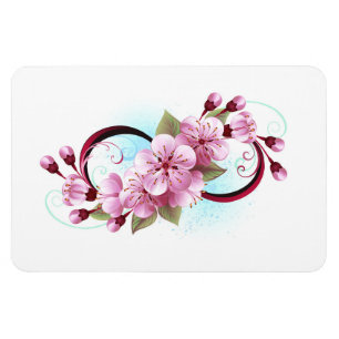 Infinity with Sakura Blossom Flowers Magnet