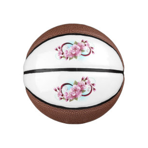 Infinity with Sakura Blossom Flowers Mini Basketball