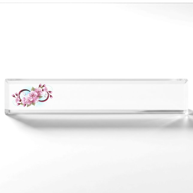 Infinity with Sakura Blossom Flowers Nameplate (Front)