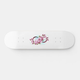 Infinity with Sakura Blossom Flowers Skateboard