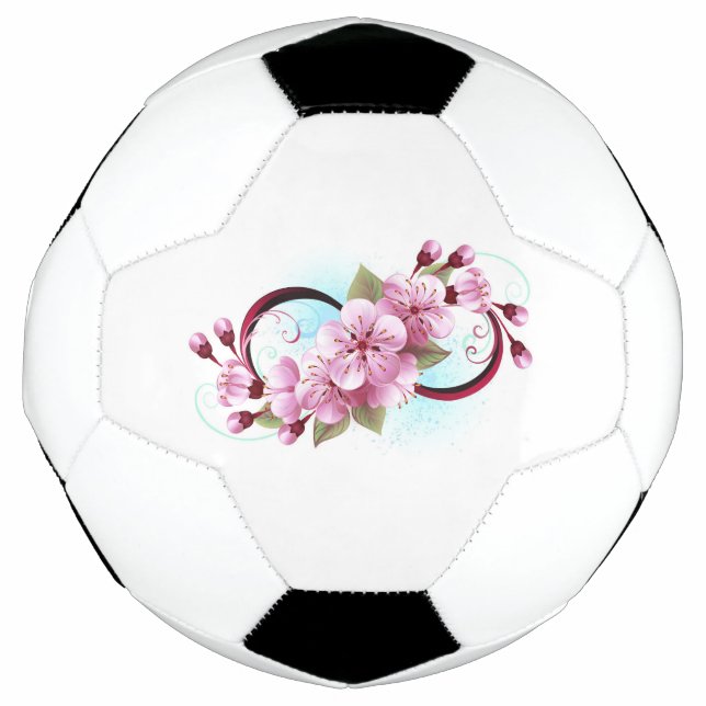Infinity with Sakura Blossom Flowers Soccer Ball (Front)