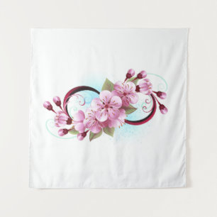 Infinity with Sakura Blossom Flowers Tapestry