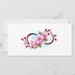 Infinity with Sakura Blossom Flowers Thank You Card
