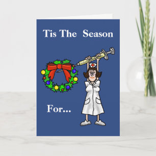 Infirmière amusante avec carte de Noël Aiguille