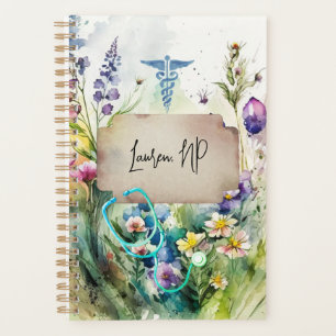 Infirmière Boho Fleur sauvage d'aquarelle Floral é