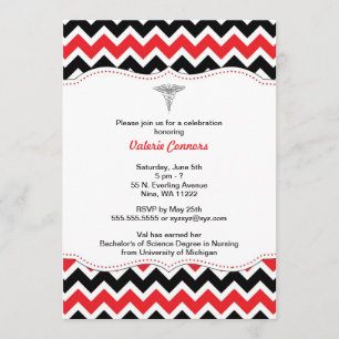 Infirmière Chevron rouge et noire Invitation de di