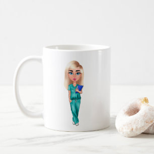 Infirmière chic personnalisée (cheveux blonds) Mug