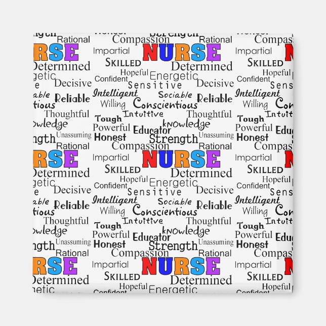 Infirmière Description des mots Cadeaux Aimant 3 (Devant)