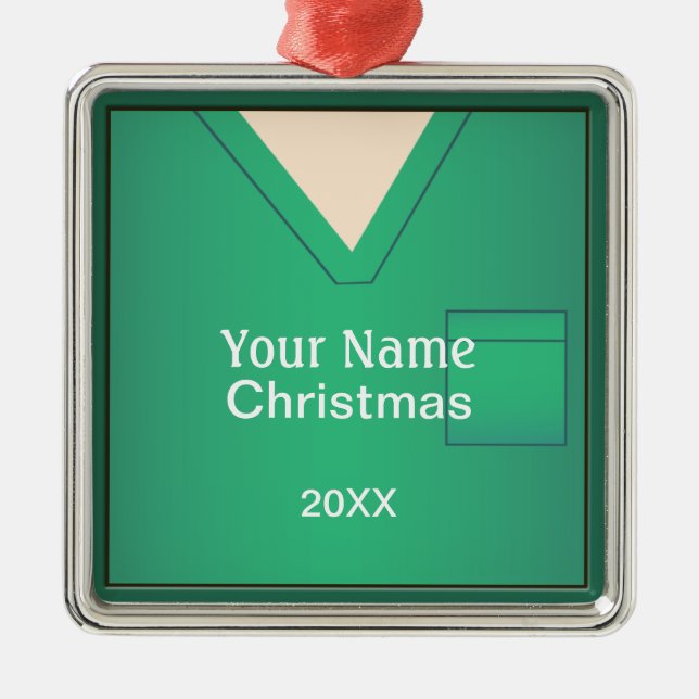 Infirmière Docteur Scrubs Noël Premium Ornement 3 (Devant)