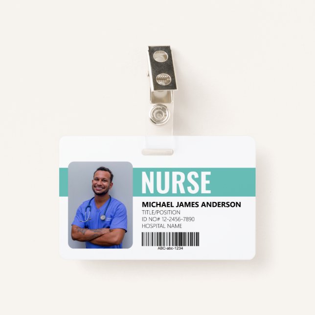 Infirmière du personnel de l'hôpital Badge d'ident (Devant avec clip)