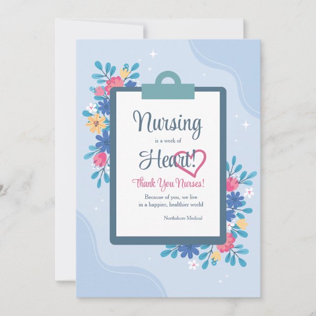 Infirmière Floral Merci Invitation (Devant)